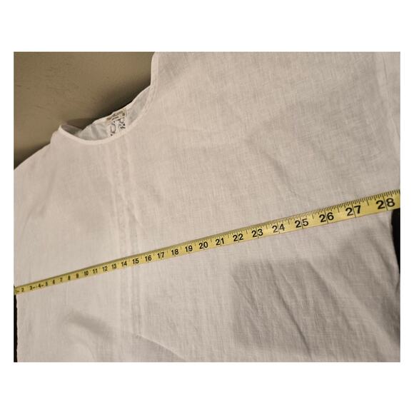 Terzo Millennio Italy 100% Linen White Hi-Lo Hem Womens 1X Cuffed Short Sleeve - Picture 6 of 8